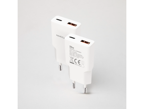 Cargador de Pared Blanco NANOCABLE 20W 1xUSB-C PD 1xUSB-A/QC - Accesorio Smartphone