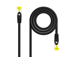 CABLE DE RED LATIGUILLO RJ45 SFTP CAT6A AWG26 0.25 M NEGRO NANOCABLE