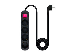 Regleta Protectora 4 Tomas con Interruptor Negro Nanocable - Sistema de Protección