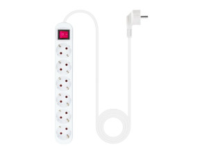 Regleta Protectora Nanocable Blanco con Interruptor - 6 Tomas