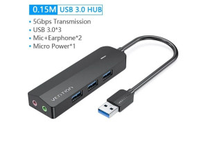 HUB Vention 4 Puertos USB 3.0 3xUSB 1xMICRO USB PD Gris