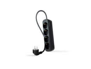 Regleta Protectora Nanocable Negro 4 Tomas - Sistema de Protección