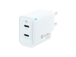 Cargador USB GAN Coolbox 35W 2xUSB-C PD - Blanco