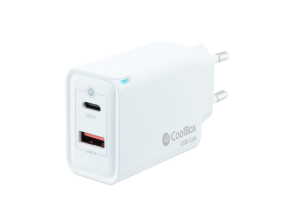 Cargador USB COOLBOX GAN 45W Color Blanco - 1xUSB-C 1xUSB-A