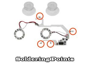 Lighting Kit with Clear Thumbsticks for Xbox 360 (Rojo y Azul)