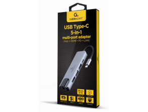 ADAPTADOR MULTIPUERTO USB TIPO C 5 en 1 - Gembird