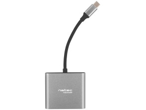 Natec Fowler Mini Adaptador Multipuerto 3en1 - USB-C a USB 3.0, HDMI 4K - USB-C Power Delivery - Col