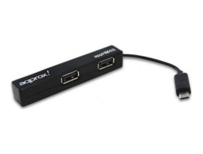 Hub USB Android 4 Puertos - Negro | Conexión Micro | Apto para Aprox