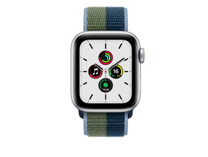 Apple Watch SE GPS/Cellular 44 mm Caja de Aluminio en Plata/Correa Loop Deportiva Azul Abismo Verde