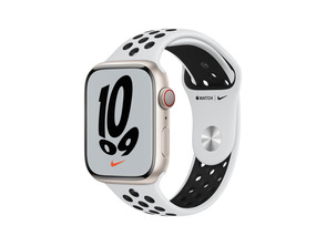Apple Watch Series 7 Nike GPS/Cellular 41 mm Caja de Aluminio en Plata/Correa Deportiva Nike Platino