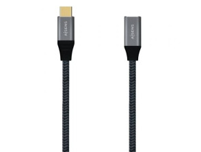 Cable Alargador USB 3.2 Tipo-C Aisens A107-0635 20GBPS 5A 100W/ USB Tipo-C Macho - USB Tipo-C Hembra/ Hasta 100W/ 2500Mbps/ 1m - Gris