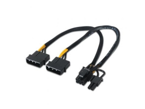 Cable de Alimentación Tarjeta Gráfica Aisens A131-0165 - 2x Molex Macho, Molex 6+2 PIN Macho - Hasta 54W
