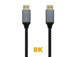 Cable DisplayPort 1.4 8K Aisens A149-0434/ DisplayPort Macho - DisplayPort Macho/ 50cm - Negro Gris