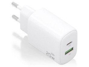 Cargador de Pared GaN Aisens A110-0909 20W 1xUSB Tipo-C 1xUSB