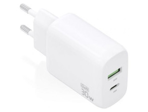 Cargador de Pared GaN Aisens A110-0923/ 1xUSB Tipo-C/ 1xUSB/ 30W