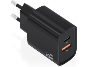 Cargador de Pared GaN Aisens A110-0953 30W con 1xUSB Tipo-C y 1xUSB