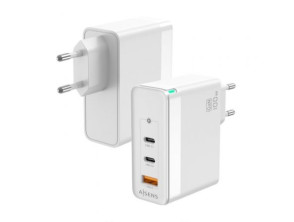 Cargador de Pared GaN Aisens ASCH-100W3P008-W/ 2xUSB Tipo-C/ 1x USB - 100W