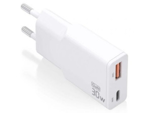 Cargador de Pared GaN Aisens ASCH-30W2P046-W con 1xUSB Tipo-C/ 1xUSB/ 30W
