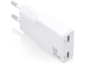 Cargador de Pared GaN Aisens ASCH-30W2P048-W/ 2xUSB Tipo-C/ 30W