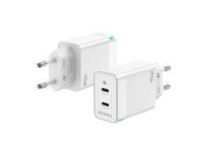 Cargador de Pared GaN Aisens ASCH-45W2P005-W/ 2xUSB Tipo-C