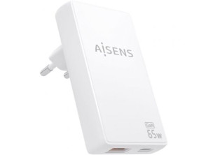 Cargador de Pared GaN Aisens 65W con Puertos 1xUSB Tipo-C y 1xUSB