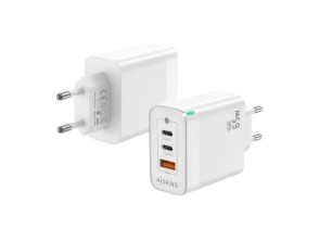 Cargador de Pared GaN Aisens ASCH-65W3P007-W con 2xUSB Tipo-C y 1xUSB