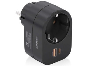 Enchufe Aisens USB Tipo-C PD con Toma de Corriente y USB