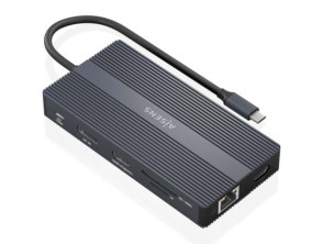 Docking USB Tipo-C Aisens ASUC-12P017-GR - 2xHDMI 4K, 4xUSB, RJ45, DisplayPort, Lector Tarjetas, USB Tipo-C PD