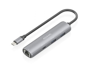 Hub USB Tipo-C Aisens ASUC-4P039-GR - 1xUSB Tipo-C/ 2xUSB/ 1xRJ45