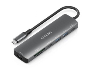 Añadir a la cesta Docking USB Tipo-C Aisens ASUC-7P026-GR con HDMI 4K, 2 USB y Lector de Tarjetas Docking USB Tipo-C Aisens ASUC-7P026-GR con HDMI 4K, 2 USB y Lector de Tarjetas