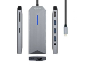 Añadir a la cesta Docking USB Tipo-C Aisens ASUC-9P001-GR con HDMI 4K, 3xUSB, RJ45, Audio, Lector Tarjetas y USB-C PD Docking USB Tipo-C Aisens ASUC-9P001-GR con HDMI 4K, 3xUSB, RJ45, Audio, Lector Tarjetas y USB-C PD