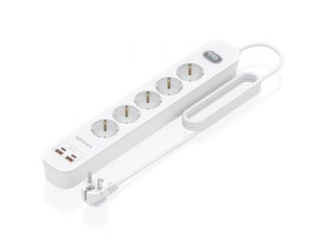 Regleta Aisens ASPS-2A2C14-W con Interruptor, 5 Tomas Corriente + 2 USB Tipo-C + 2 USB, Cable 1.4m