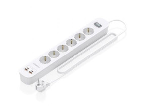 Tomas de Corriente y USB Tipo-C en Regleta Aisens ASPS-2A2C16-W con Interruptor - Cable 1.4m
