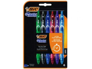 Bolígrafos Bic Gelocity Quick Dry 964769 Retráctiles - Paquete de 6 Unidades