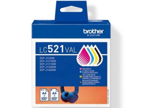 Cartucho de Tinta Brother LC-521VAL Multipack en Cian, Magenta y Amarillo