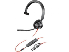 Auricular Poly Blackwire 3315 con Adaptador USB-C/A para Microsoft Teams