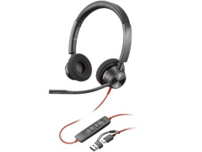 Auriculares Poly Blackwire 3320 USB-C para Microsoft Teams + Adaptador USB-C/A con Micrófono Tipo-C
