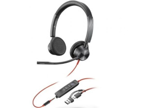 Auriculares Poly Blackwire 3225 para Microsoft Teams + 3.5 mm + Adaptador USB-C/A/ con Micrófono/ Jack 3.5 - USB Tipo-C