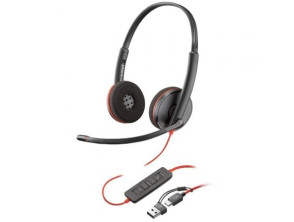 Auriculares Poly Blackwire 3220 con Adaptador USB-C/A y Micrófono - Bulk