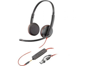 Auriculares Poly Blackwire 3225 con Micrófono y Adaptador USB-C/A, Jack 3.5, USB Tipo-C - Bulk
