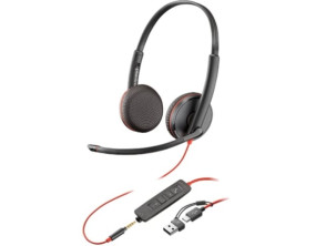 Auriculares Poly Blackwire 3225 con Adaptador USB-C/A y Micrófono - Sonido Premium