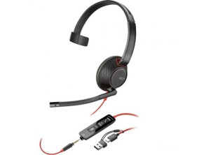 Auricular Poly Blackwire 5210 + 3.5 mm + Adaptador USB-C/A/ con Micrófono/ Jack 3.5 - USB Tipo-C/ Jack 3.5 - USB Tipo-C/ Bulk