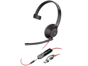 Auricular Poly Blackwire 5210 con Adaptador USB-C/A y Micrófono/Jack 3.5mm