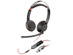 Auriculares Poly Blackwire 5220 con USB-C y Adaptador USB-C/A, Micrófono, Jack 3.5mm - USB Tipo-C/ Bulk
