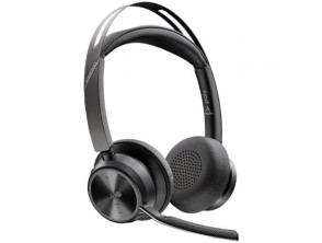 Auriculares Inalámbricos Poly Voyager Focus 2 Microsoft Teams - Adaptador USB-C-A y Soporte de Carga con Micrófono Bluetooth