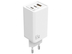 Cargador de Pared GaN Leotec LECSPH65W3W/ 2xUSB Tipo-C/ 1xUSB