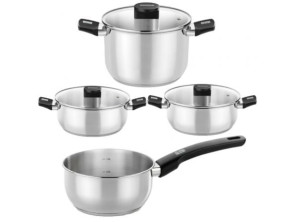 Pack Batería de Cocina Monix Elite - Acero Inoxidable - Cazo Ø14cm - Ollas Ø24cm - Cacerolas Ø20cm a Ø24cm
