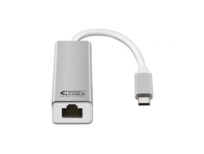 CONVERSOR USB-C A ETHERNET 10/100/1000 Mbps 15 CM PLATA NANOCABLE - 1000Mbps