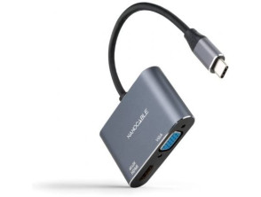 Conversor Nanocable USB Tipo-C Macho a HDMI/VGA Hembra - 15cm