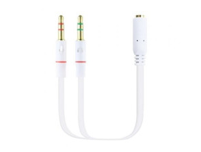 CABLE ADAPTADOR AUDIO JACK 3.5/H 2 JACK 3.5/M 20CM BLANCO NANOCABLE - Blanco